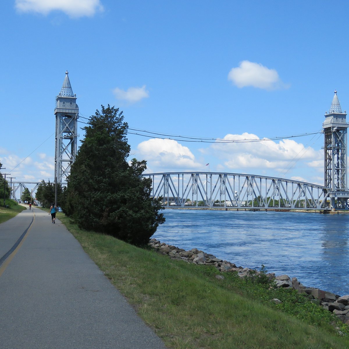 Cape Cod Canal waterfront and bike path in Bourne Massachusetts