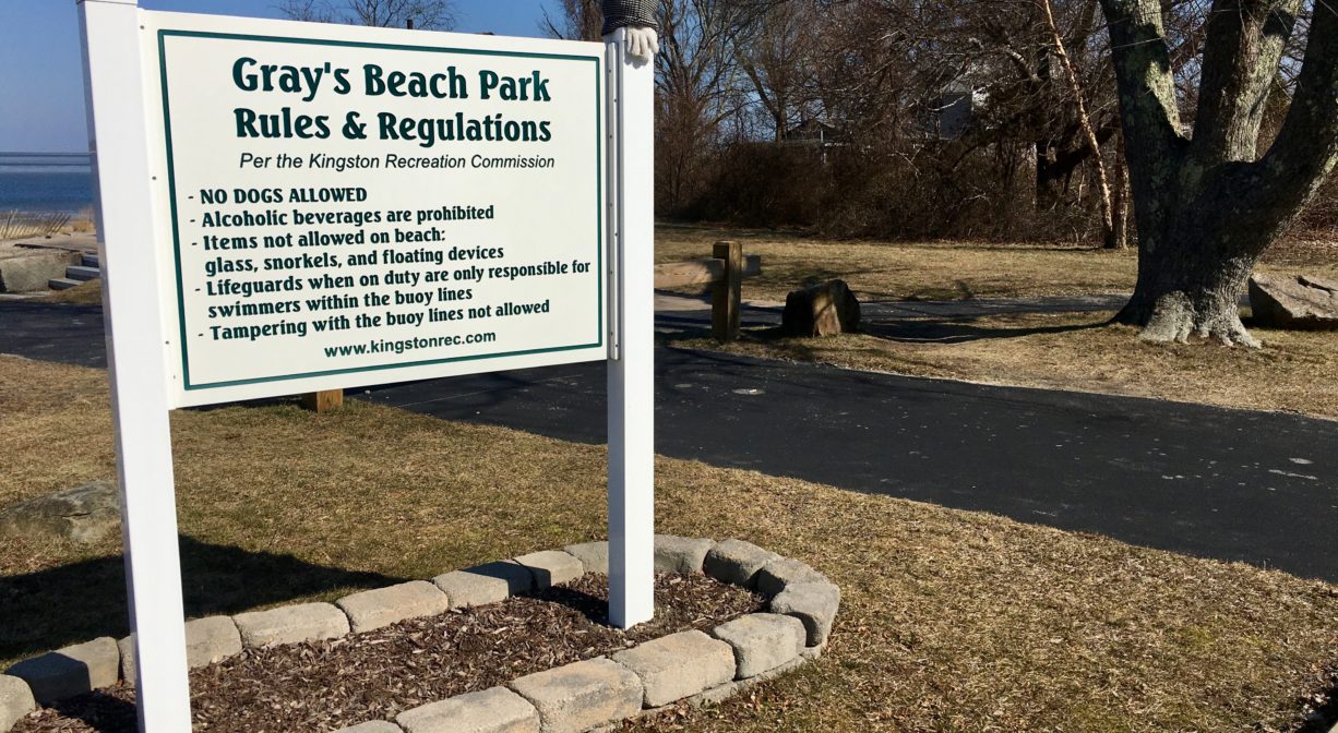 Grays Beach waterfront and lawn in Kingston Massachusetts